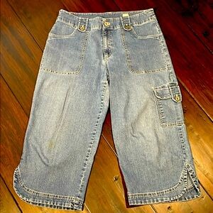 Erika Stretch Denim Cargo Capris